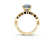 Solitaire Engagement Ring Setting for Fancy Blue Princess Cut Center with Milgrain Bezel Accents and Prong Head in Yellow Gold