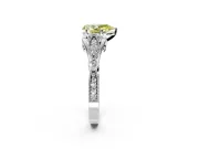Solitaire Engagement Ring Setting for Fancy Yellow Pear-Shaped Center with Marquise and Bezel Accents and Prong Head in Sterling Silver