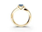 Bezel Engagement Ring Setting for Fancy Blue Emerald Cut Center with Wide Channel-Set Band and Bezel Head in Yellow Gold