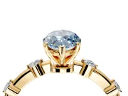 Solitaire Engagement Ring Setting for Fancy Blue Marquise Center with Bezel Station Band and Prong Head in Yellow Gold