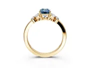 Solitaire Engagement Ring Setting for Fancy Blue Emerald Cut Center with Marquise Flower Shoulders and Prong Head in Yellow Gold