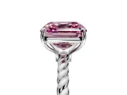 Solitaire Engagement Ring Setting for Fancy Pink Asscher Cut Center with Plain Twisted Rope Band and Prong Head in Sterling Silver