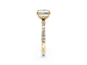 Solitaire Engagement Ring Setting for Princess Cut Center with Pave Accents and Prong Head in Yellow Gold