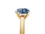 Solitaire Engagement Ring Setting for Fancy Blue Round Cut Center with Flat-Sided Plain Band and Prong Head in Yellow Gold