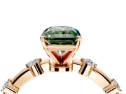 Solitaire Engagement Ring Setting for Fancy Green Radiant Cut Center with Bezel Station Band and Prong Head in Rose Gold