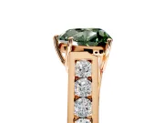 Solitaire Engagement Ring Setting for Fancy Green Heart-Shaped Center with Cathedral Channel Band and Prong Head in Rose Gold