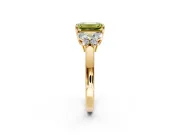 Solitaire Engagement Ring Setting for Fancy Yellow Emerald Cut Center with Marquise Flower Shoulders and Prong Head in Yellow Gold
