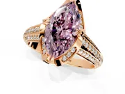 Solitaire Engagement Ring Setting for Fancy Pink Marquise Center with Accented Split Shank and Prong Head in Rose Gold
