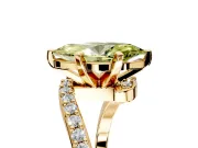 Solitaire Engagement Ring Setting for Fancy Yellow Marquise Center with Pave Bypass Swirl Band and Prong Head in Yellow Gold