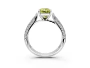 Solitaire Engagement Ring Setting for Fancy Yellow Radiant Cut Center with Multi-Row Accents and Prong Head in Platinum