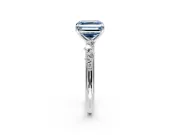 Cluster Engagement Ring Setting for Fancy Blue Asscher Cut Center with Round Cut Accent Band and Prong Head in Sterling Silver
