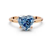 Minimalist Solitaire Engagement Ring Setting for Fancy Blue Heart-Shaped Center with Thin Band and Prong Head in Rose Gold