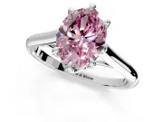 Solitaire Engagement Ring Setting for Fancy Pink Oval Center with Cathedral Band and Prong Head in Platinum
