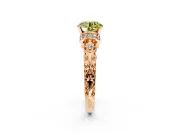 Solitaire Engagement Ring Setting for Fancy Yellow Round Cut Center with Filigree Band and Prong Head in Rose Gold