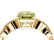 Leaf Engagement Ring Setting for Fancy Yellow Princess Cut Center with Milgrain Accent Band and Prong Head in Yellow Gold