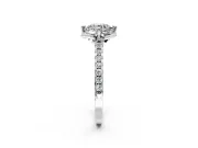 Floral Engagement Ring Setting for Round Cut Center with Pave Band and Floral Prong Head in Platinum