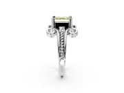 Solitaire Engagement Ring Setting for Fancy Yellow Asscher Cut Center with Twisted Band and Scroll Prong Head in Platinum
