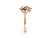 Starburst Halo Engagement Ring Setting for Fancy Pink Pear-Shaped Center with Thin Round-Wire Band and Prong Head in Rose Gold