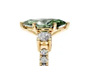 3 Stone Engagement Ring Setting for Fancy Green Marquise Center with Round Cut Side Accents and Prong Head in Yellow Gold