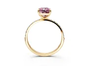 Solitaire Engagement Ring Setting for Fancy Pink Radiant Cut Center with Pave Accents and Prong Head in Yellow Gold