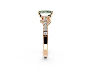 Solitaire Engagement Ring Setting for Fancy Green Radiant Cut Center with Crossover Accents and Prong Head in Rose Gold