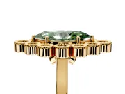 Cluster Halo Engagement Ring Setting for Fancy Green Marquise Center with Milgrain Bezel Accents and Prong Head in Yellow Gold