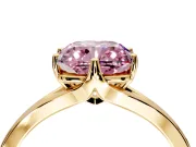 Solitaire Engagement Ring Setting for Fancy Pink Cushion Cut Center with Plain Split Shank and Prong Head in Yellow Gold