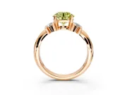 Solitaire Engagement Ring Setting for Fancy Yellow Round Cut Center with Grooved Bar Accent Band and Prong Head in Rose Gold