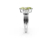 Solitaire Engagement Ring Setting for Fancy Yellow Marquise Center with Grooved Bar Accent Band and Prong Head in Sterling Silver