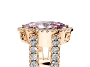 Halo Engagement Ring Setting for Fancy Pink Marquise Center with Wide-Open Pave Split Shank and Prong Head in Rose Gold