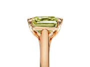 Solitaire Engagement Ring Setting for Fancy Yellow Asscher Cut Center with Cathedral Band and Prong Head in Rose Gold
