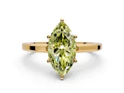 Solitaire Engagement Ring Setting for Fancy Yellow Marquise Center with Flat-Sided Plain Band and Prong Head in Yellow Gold