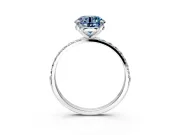 Solitaire Engagement Ring Setting for Fancy Blue Round Cut Center with Pave Accents and Prong Head in Platinum