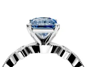 Solitaire Engagement Ring Setting for Fancy Blue Radiant Cut Center with Milgrain Bezel Accents and Prong Head in Sterling Silver
