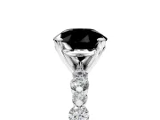 Solitaire Engagement Ring Setting for Fancy Black Round Cut Center with Alternating Size Accents and Prong Head in Sterling Silver