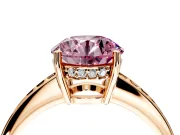 Solitaire Engagement Ring Setting for Fancy Pink Round Cut Center with Channel-Set Accent Band and Prong Head in Rose Gold