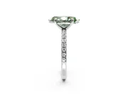Solitaire Engagement Ring Setting for Fancy Green Marquise Center with Fine Pave Narrow Band and Prong Head in White Gold