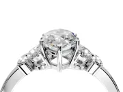 Solitaire Engagement Ring Setting for Marquise Center with Marquise Flower Shoulders and Prong Head in Sterling Silver