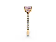 Solitaire Engagement Ring Setting for Fancy Pink Princess Cut Center with Micro Pave Band and Prong Head in Yellow Gold
