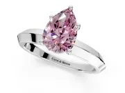 Solitaire Engagement Ring Setting for Fancy Pink Pear-Shaped Center with Wide Knife Ridge Band and Prong Head in Platinum