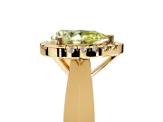 Halo Engagement Ring Setting for Fancy Yellow Pear-Shaped Center with Square Band and Prong Head in Yellow Gold