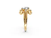 Solitaire Engagement Ring Setting for Heart-Shaped Center with Twisted Band and Scroll Prong Head in Yellow Gold