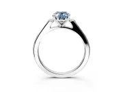 Solitaire Engagement Ring Setting for Fancy Blue Oval Center with Channel Accents and Prong Head in Sterling Silver