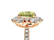 Floral Halo Engagement Ring Setting for Fancy Yellow Radiant Cut Center with Pave Accents and Prong Head in Rose Gold