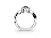 Halo Engagement Ring Setting for Fancy Green Marquise Center with Tapered Plain Band and Prong Head in White Gold