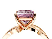Solitaire Engagement Ring Setting for Fancy Pink Princess Cut Center with Pave and Plain Crossover Band and Prong Head in Rose Gold