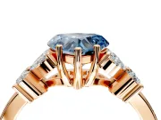 Floral Engagement Ring Setting for Fancy Blue Heart-Shaped Center with Marquise Cluster Shoulders and Prong Head in Rose Gold