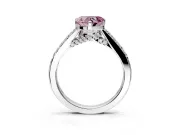 Solitaire Engagement Ring Setting for Fancy Pink Heart-Shaped Center with Crossover Accents and Prong Head in Platinum