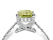 Solitaire Engagement Ring Setting for Fancy Yellow Radiant Cut Center with Widening Pave Band and Claw Prong Head in White Gold