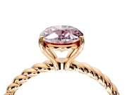 Solitaire Engagement Ring Setting for Fancy Pink Oval Center with Plain Twisted Rope Band and Prong Head in Rose Gold
